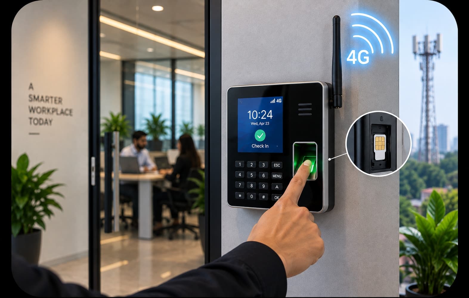 A SIM card representing 4G mobile network connectivity